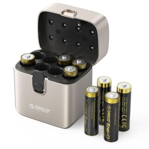 ORICO Ladegerät für AA Lithium Akkus mit 8X 1 5V wiederaufladbare Batterien (2300mWh) 3h Schnellladung kompatibel mit Controller Spielzeug Taschenlampe & mehr inkl. Boxen