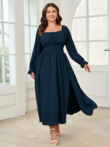 Image of SHESTARR Women's Plus Size Dress Long Sleeve Milkmaid Dress
