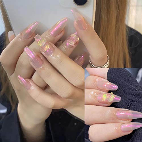 Nail Powder, Double Color Aurora Chrome Nail Powder Multi Mirror Effect Mermaid Neon Transparent Powder Manicure Pigment Glitter Fairy Dust Nail Art Decoration For Nail Art Décor,0.8G #TOP3