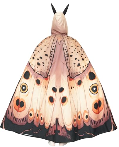 BWVQNO Hooded Cloak Adult Moth Cosplay Costume HD Printing Unisex Cloak