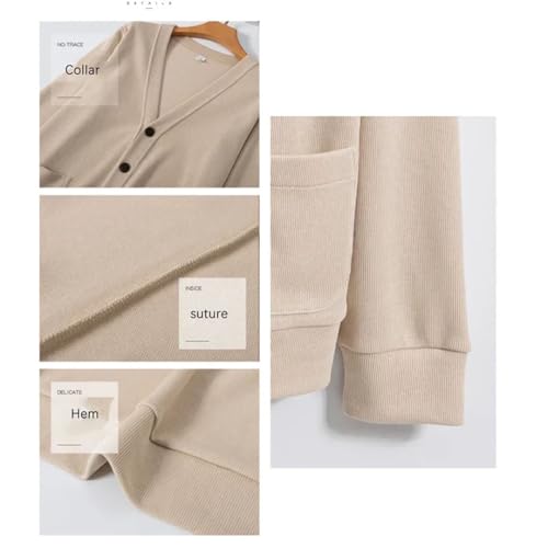 Men's V-Neck Solid Color Knitted Cardigan Long-Sleeved Casual Solid Cotton Sweater4