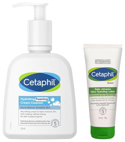 Image of CetaphilHydratingfoamingCreamtoFoamCleanser236mlNiacinamideProVitaminB5&andAloeGentleCleansing Daily Advance Ultra Hydrating Lotion Dry /Long Lasting Moisturizer Face & Body Multi 100 G
