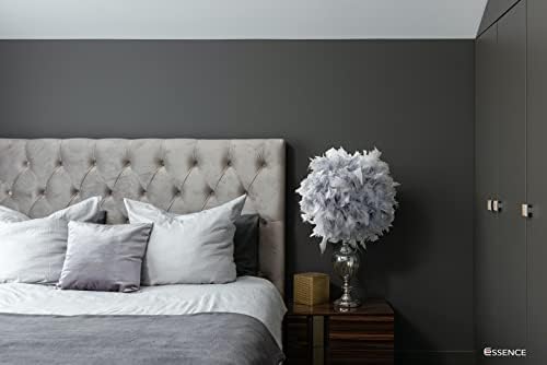 ESSENCE Lights, Fluffy Feather Lampshade, Feather Light Shades Ceiling, Pendant, Table and Floor lamp, Suitable for Living Room, Decoration Bedroom, Party and Wedding Decoration, 30cm, Grey