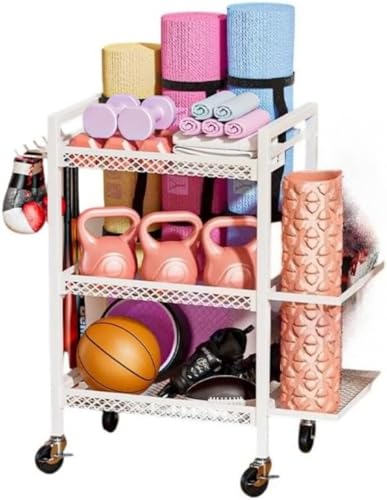 Xiraivke 家庭用フィットネス収納ラック 多層大容量 ユーティリティカート 多段収納で文房具・オフィス用品を整理 移動自在でオフィス家具・収納に最適な台車
