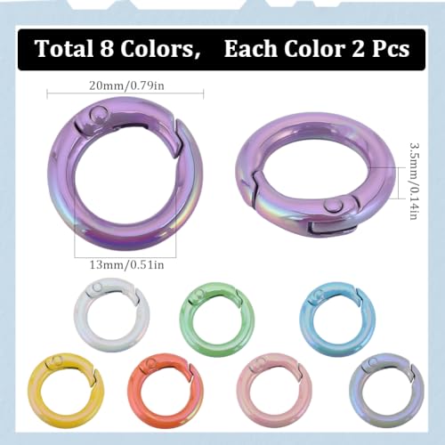 SUNNYCLUE 1 Box 16Pcs Spring O Ring Clasps Spring Gate Ring Spring Clasps Purse O Ring Metal Round Carabiner Clips Trigger Spring O Rings for bag charms Keyrings Buckle Bags Purses DIY Crafts - Image 2