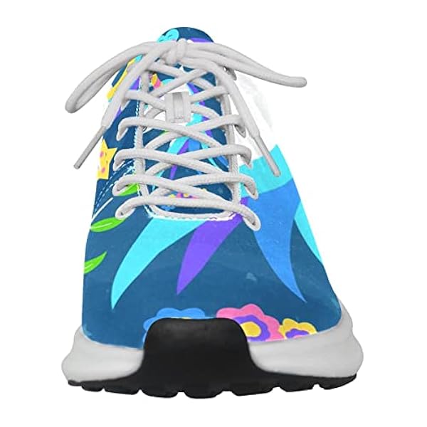 Eenhoorn omringd door bloemen, maan en sterren, gepersonaliseerde sneakers, lichtgewicht wandelschoenen, atletische casual sneakers