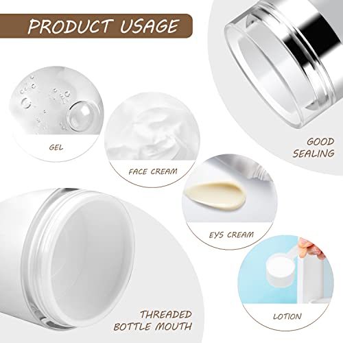 Cositina 6 Pack 0.5oz/15ml Airless Pump Jars,Empty Acrylic Airless Makeup Cosmetic Container with Press Pump,Mini Portable Travel Size Jar With Lid for Thick Moisturizer,Creams,Gel Lotion,White2