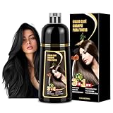 Shampoo con Tinte 3 en 1 Hair Dye Shampoo Negro Cubre Canas al Instante Extracto Jengibre y Ginseng Tratamiento Capilar...