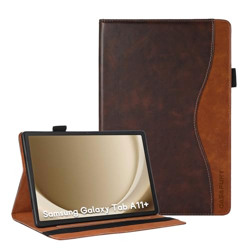 Funda para Samsung Galaxy Tab A11 Plus 2025/ A9 Plus 2023 11 Pulgadas Carcasa con Bolsillo para Documentos Protector de PU Cuero con Cierre Magnético Case Cover para Galaxy Tab A11 Plus, Marrón