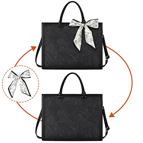 NUBILY Handtas voor dames, shopper, groot, zwart, leer, schoudertas, elegant, groot, laptop, schoudertas, werktas… - Image 6
