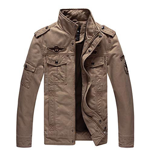 Minishion Men's Lightweight Cotton Fashion Zip Outdoor Army Jackets Trucker Coats