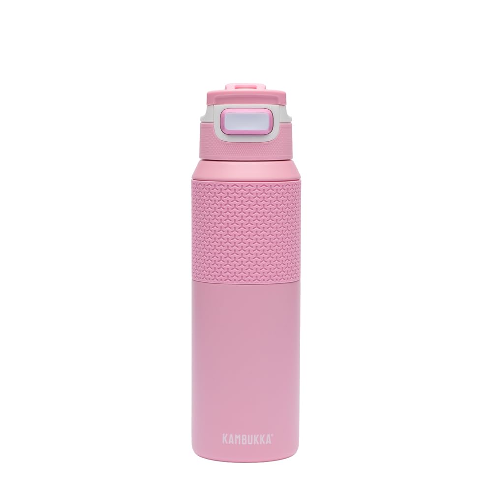 Kambukka Pink Ambition Elton 1000Ml / 33Oz Insulated Drinking Water Bottle, Stainless Steel Thermos, Waterproof With Dishwasher Safe Lid And Snapclean Technology, Easy To Hold, Comfortable Grip