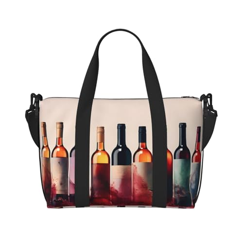Travel Duffle Bag Wine Theme Weekender Overnight Bags Luggage Bag for Women Men Waterproof Sports Gym Bag Hand Bag with Shoulder Strap