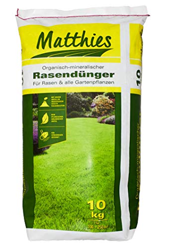 Matthies Rasen Volldünger 10kg für 100-250 m², Langzeit Gartendünger für Frühjahr, Sommer & Herbst, organischer & mineralischer Dünger mit...
