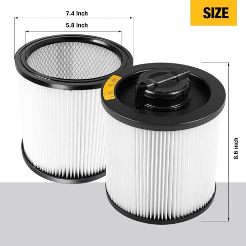 Image of DEWALT Vacuum Filter Replacement DXVC6910, Fit for DXV06P, DXV10S, DXV09P,DXV09PA, DXV10P, DXV10PL, DXV12P, DXV16S, DXV16SA, DXV209P, DXV209PA,DXV212P,DXV212PA,DXV14P,DXV16P,DXV16PA