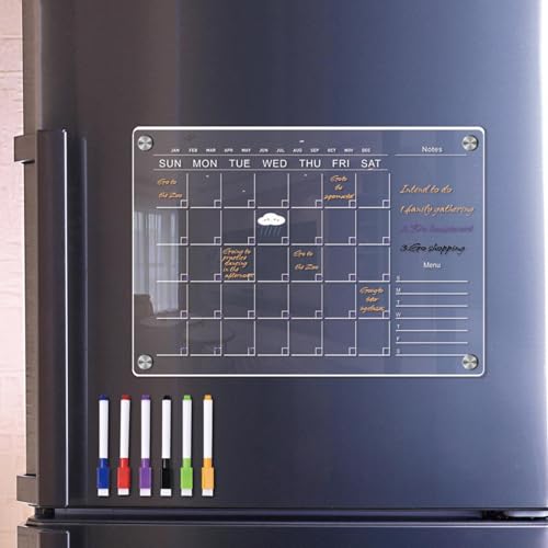 Clear Acrylic Organizer Board - Family Planner Boards, Erasable Clear Whiteboard | Monthly Weekly Schedule Board, Transparent Planning Organizer Calendar for Refrigerator, Kitchen or Office Use - Image 5