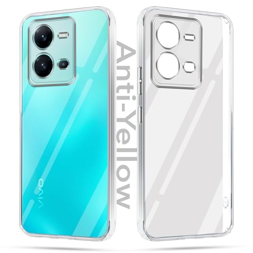 Image of Jkobi Lifetime Anti-Yellow Clear Back Case Cover for Vivo V25 5G (Sleek Hard Crystal | Shockproof and Camera Protection)
