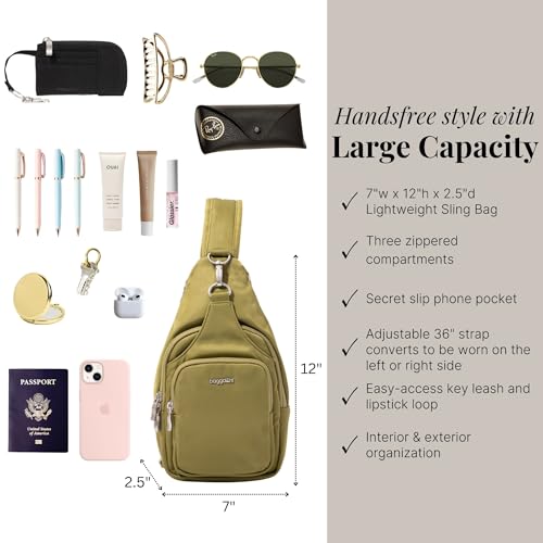 Image of Baggallini Women's Central Park Sling 12 inchx7 inch Crossbody Bag W /Convertible Adjustable Shoulder Strap