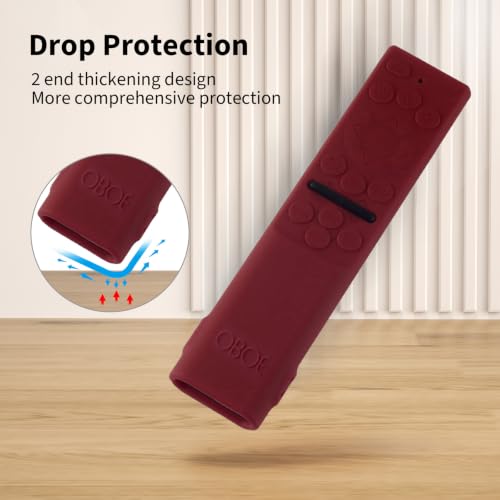 Image of Oboe Silicone Tv Remote Cover Compatible with Samsung Smart Tv Remote 2026 Model BN59-01498A Key Cover Case with Lanyard (B-Wine Red) REMOT E NOT Included