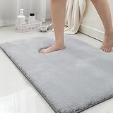 MINIDEAR Bathroom Rugs 17'x24' Light Grey - Thick Memory Foam Bath Mat, Ultra Soft & Plush Fluffy, Non-Slip, Quick Dry, Absorbent Washable Floor Microfiber Mat for Shower, Tub, Home Decor Accessories