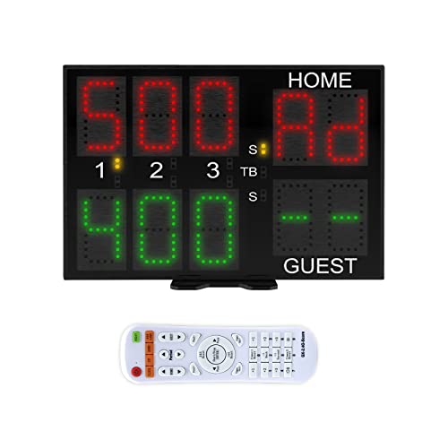 GAN XIN Tennis Master 14 Digits Multicolor Led Display Professional Tennis Scoreboard,Programmable to Establish The Score Rules (GI10T-4RG)