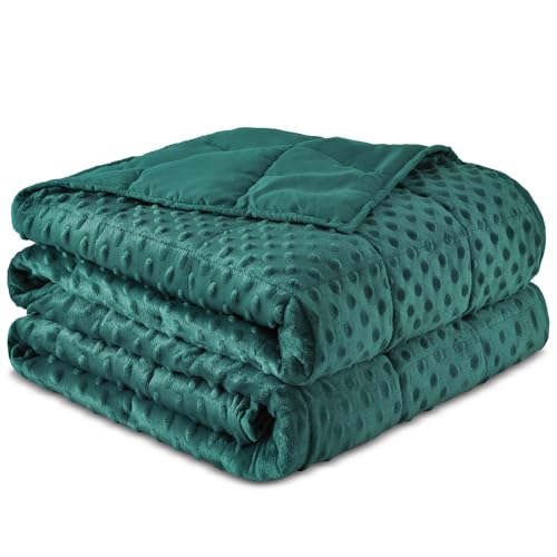 Image of Sivio Weighted Blankets for Adults, Soft Minky Heavy Blanket for Calm Sleeping, Brethable Cooling Weighted Throw Blanket for Men and Women, Dark Green, 60 x 80in, 20lbs