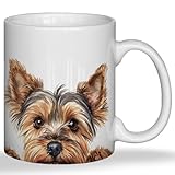 MKIJUHB Yorkie Mug, Yorkshire Terrier Gifts Ceramic Coffee Cup With Handle, Yorkie Gifts for Women Men, Dog Mom Dad Lovers Gift Tea Mug, 11 Ounce