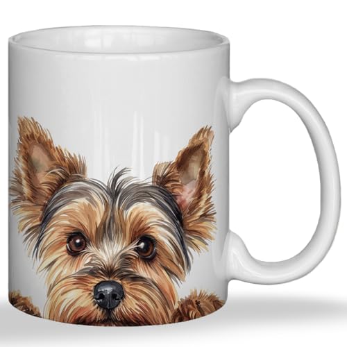 MKIJUHB Yorkie Mug, Yorkshire Terrier Gifts Ceramic Coffee Cup With Handle, Yorkie Gifts for Women Men, Dog Mom Dad Lovers Gift Tea Mug, 11 Ounce