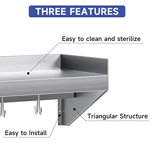 Halamine Stainless Shelf, 48 * 14 In Stainless Steel Shelf Wall Mounted thumb #3