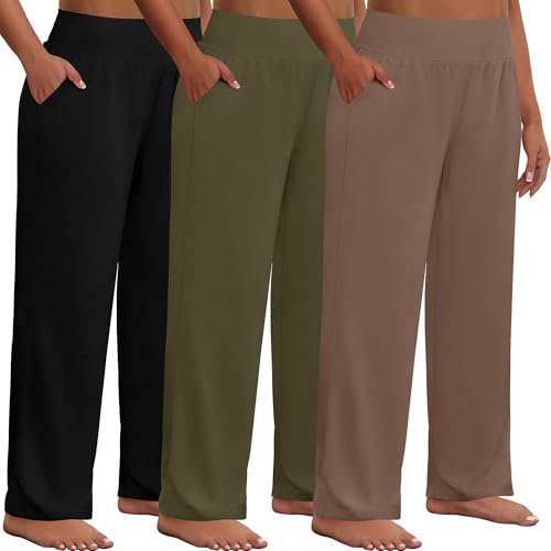 Neer 3 Pack Women Plus Size Wide Leg Yoga Pants