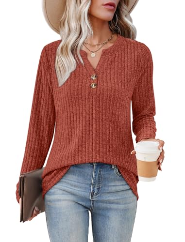 SAMPEEL Womens Sweaters Lightweight Long Sleeve Shirts V Neck Tops with Button Fall Outfits 2025 - Image 4