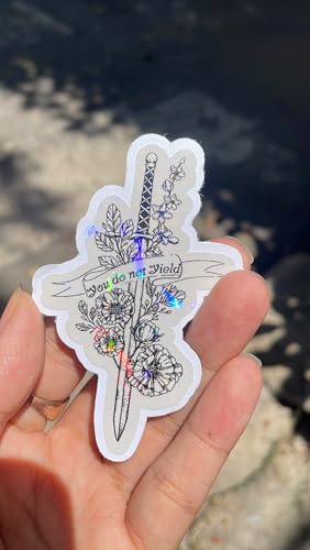 Set 3Pcs You Do Not Yield Holographic Sticker Throne of Glass ACOTAR Vinyl Sticker Gift for Reader Bookish Sticker Book Reader Waterproof Die-Cut Vinyl Sticker 3 Inches for Water Bottle Phone Laptop