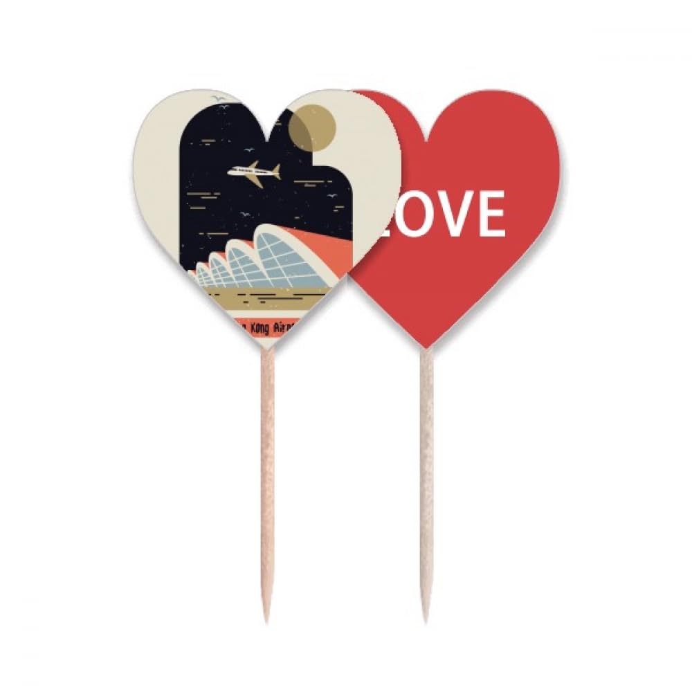 Cure-dents drapeau Hong Kong et pics cupcake love heart pour buffet