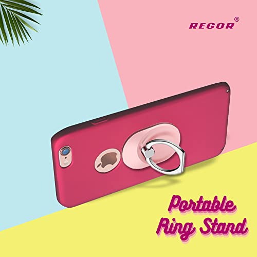Image of Regor Finger Grip & Mobile Holder | Cell Phone Grip Holder for Hand & Mobile Back Holder | Selfie Holder & Works as iPhone & Android Phone Stand for Desk - Oval Rose Gold