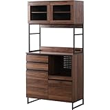 ワイエムワールド 食器棚 幅90 コンセント付き キッチン収納 ベティ ウォールナット 58-001