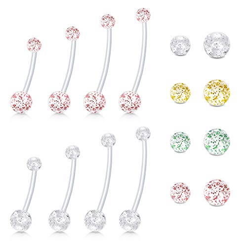 Pregnancy Belly Button Rings Long Bar 38mm Sport Maternity Flexible Bioplast Clear Navel Belly Rings Piercing Retainer for Pregnant Women Mix Style