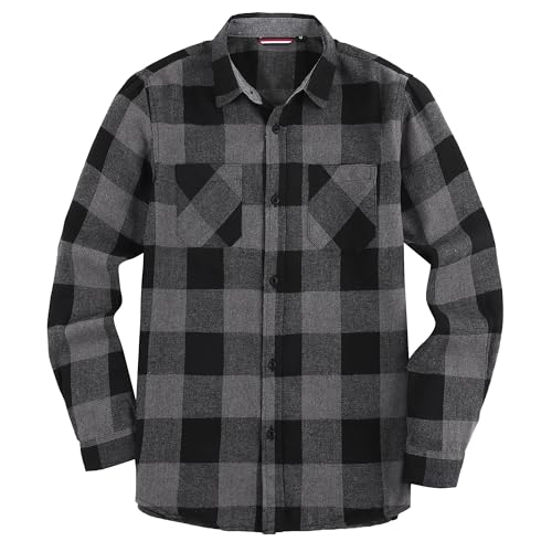 WARHORSEE Boy's Flannel Shirts Long Sleeve Kids Plaid Button Down Shirt Lightweight Classic Collared 5-14 Years - Main Image
