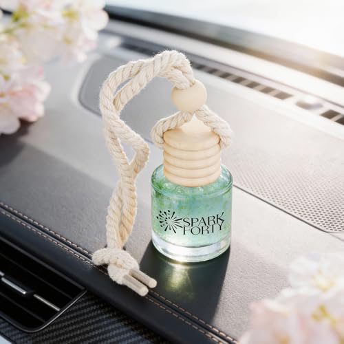 Image of Jasmine Car Perfume Car Air Freshener 30-Day Luxury Hanging Glass Diffuser, Perfume Gift for Men & Women, Rose & Citrus Long-Lasting Scent