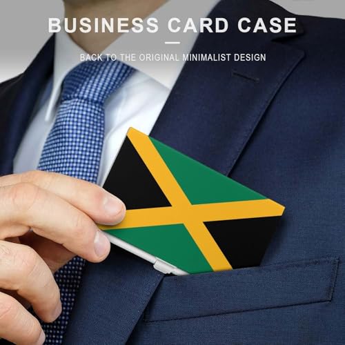 Jamaican Flag Business Card Holder, Pocket Slim Metal Business Card Case for Women Men3