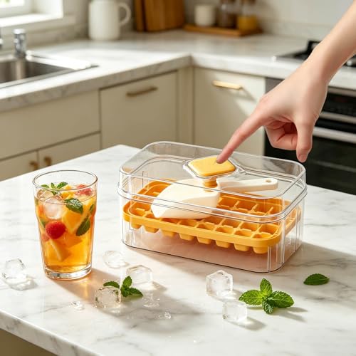 Molde para cubitos de hielo con tapa y cucharón, pack 2