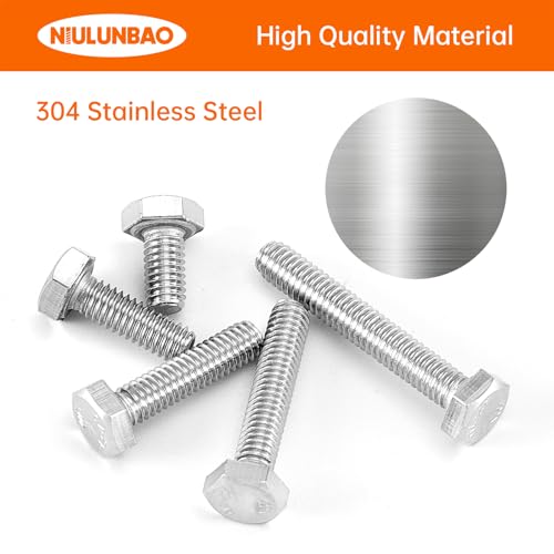 Image of M4 x 8mm 12mm 16mm 20mm 25mm Heavy Duty Hexagon Bolts Hex Head Screws, 304 Stainless Steel, Metric Machine Fully Threaded, Bright Finish, Assortment Kit 100PCS