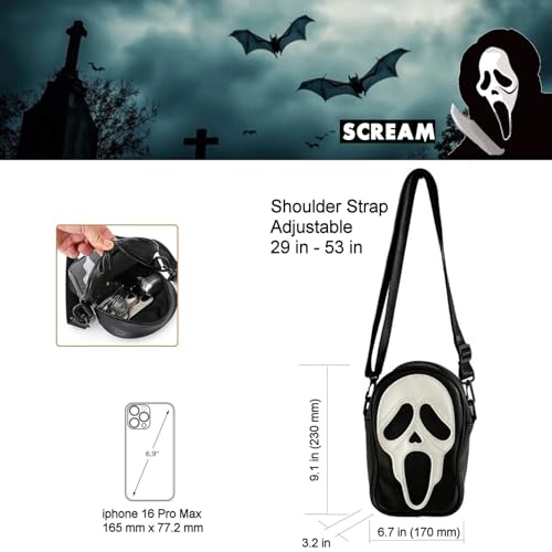 Tapp Collections Scream Ghost Face PU Crossbody Goth Sling Bag for Men And Women3