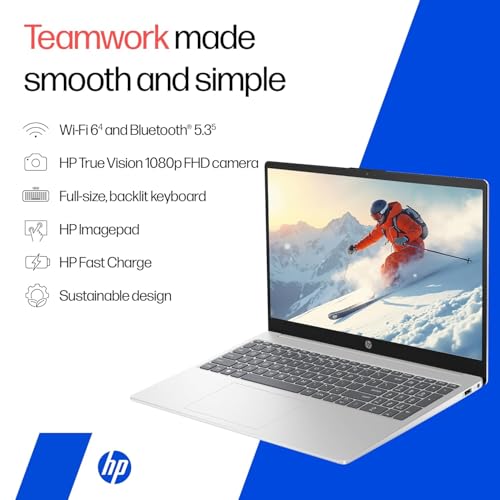 Image of HP 15, Intel Core 5-Laptop (8GB DDR4,1TB SSD) Anti-Glare, Micro-Edge,15.6'' /39.6cm, FHD, Win11, M365 Basic(1yr),Office Home24, Silver,1.59kg, FHD Camera,15-fd0549TU