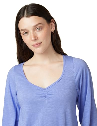 Image of HUE Women's Sleep and Lounge Pajama Separates, Late Summer & Fall Collection, Jacaranda - Shirred Bell Sleeve Tee, Small