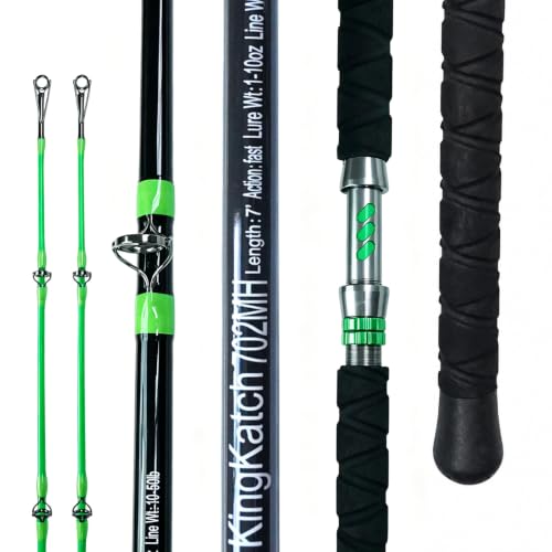 KingKatch Catfish Fishing Rod Caña para Pesca de Bagre con Brillo Activado por Sol, Mango Antideslizante, Guías de Acero Inoxidable, Asiento para Carrete de Aluminio miniatura 1