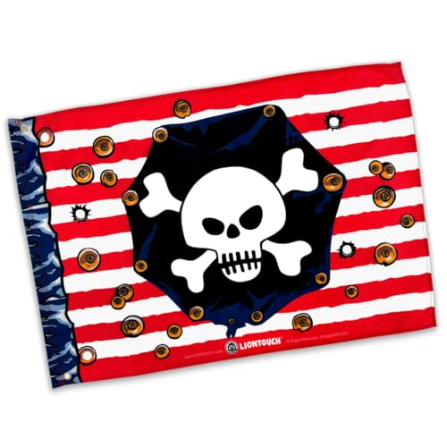 Liontouch Piratenflagge - Kapitän Rotstreifen - 100 x 70 cm | Kinderspielzeug für Drinnen & Draußen mit Roten & Weißen Streifen & Totenkopf | Kinder Abenteuerzubehör für die Karibik