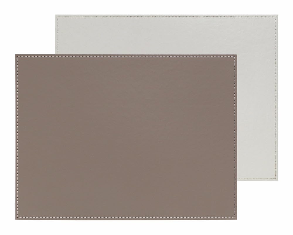 Freeform, Reversible Placemat Rectangular White and Taupe 40 x 30 cm