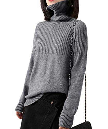 Sweaters Womens Loose Jumpers Merino Wool Knit Split Thick Turtleneck Pullover Long Sleeve Winter Tops