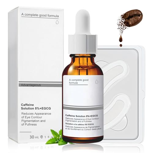 Serum Yeux+Patch Micro Aiguilles, Contour des Yeux Anti Rides, Cafeine Contours des Yeuxs, Caféine 5% + Egcg Serum Contour des Yeuxs, Serums Yeuxs Anti Cernes et Poche