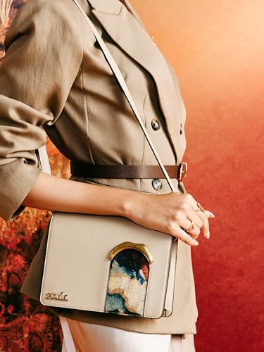 Image of ZOUK Women's Jharokha Vegan Leather Sling Bag | Dual Magnetic Flap | Crossbody Bag | Adjustable Strap
